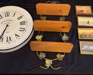 Old Town Clocks 1878, Metal Wood Shelf  Nautical Wallhangings