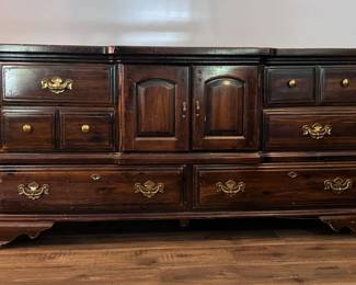 Vintage Wood Chest with 2 Doors 8 Drawers