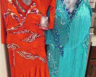 Embellished Dance Outfits, Bold Colors & Lucious Fabrics.  (Teal Gown Sold)