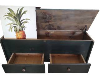 Furniture Chest Entry Table Hinged Lid 2 Drawers Pineapple Art