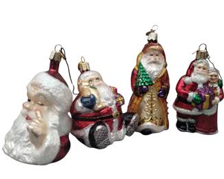 Old World Christmas Hand Blown Painted Santa Tree Ornaments OWC
