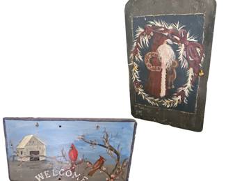 Painted Slate Tiles Christmas & Welcome Cardinals