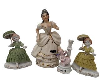 Antique Porcelain Lady Figures Jabeson Waley Starch Lace JAPAN