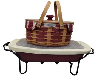 Longaberger Baskets Ceramic Casseroles Red Liner Lid