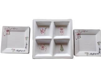 Christmas Holiday St. Nicholas Square Dishes + Platter
