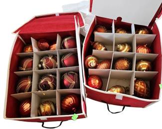Christmas Ornaments Red Gold Orange Storage Containers