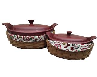 Longaberger Baskets Ceramic Casseroles Red Liner Lid