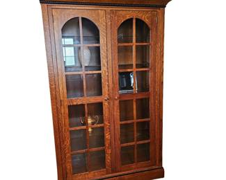 Display Cabinet Glass Shelves Doors Mission Style