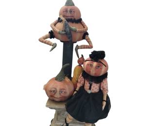 Vintage Halloween Pumpkin Doll Plush Anthropomorphic