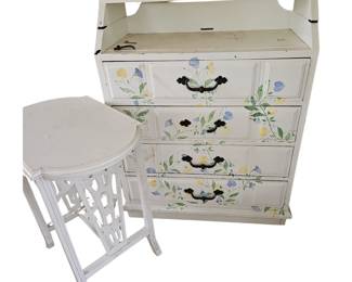 Shabby Chic Dresser + End Table Plant Stand White