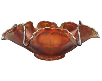 Fenton Marigold Carnival Glass Ruffled Dish EAPG Depression