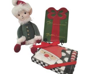 hristmas Decor Mud Pie Napkins Spreader JellyCat Elf Gift Plate
