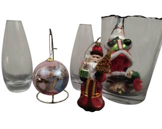 Old World Christmas Ornaments Santa Pickle Li Bein Ornament + Vases