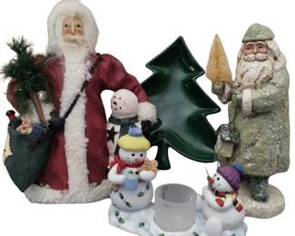 Christmas Decor Lot Santa Claus Figures Candle Holder
