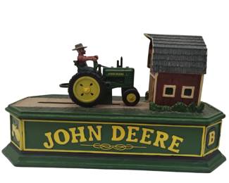 Franklin Mint John Deere Mechanical Coin Bank Tractor Barn