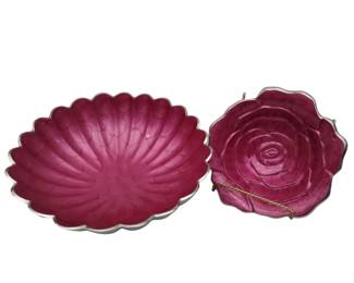 Julia Knight Peony Rose Bowl Enamel Aluminum Chrome Raspberry