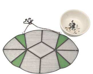 Stained Glass Suncatcher Vintage Child Hopalong Cassidy Bowl WS George