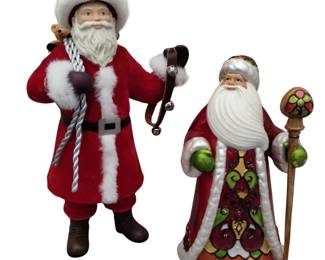 Santa Figures Hallmark Flocked & Stained Glass Look