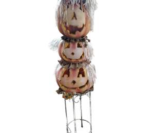 Gemmy 2004 Fiber Optic Pumpkin Stack Man Scarecrow Halloween Decor