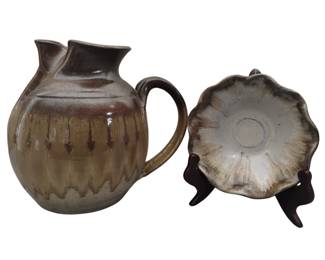 Studio Art Pottery John Dennison Pitcher Folk Omaha NE