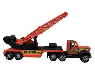 Vintage Toy Truck Crane Buddy L Orange Big Brute Cab Trailer
