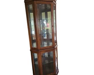 Corner Cabinet Lighted Glass Shelves Display Collection