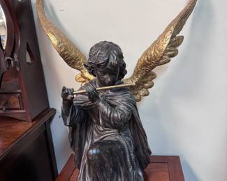 Large Angel playing flute statue