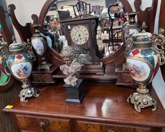 Pair 19th c. Urns w/ Bronze Mounts