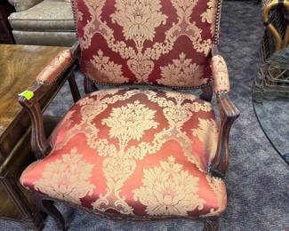 Gorgeous Upholstered French Armchair w/ Nailhead Accents