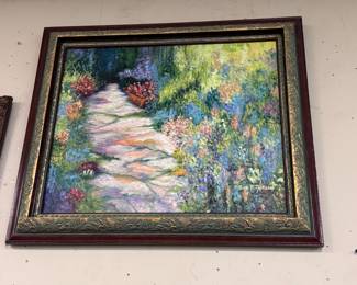 Outstanding Oil on Canvas of Garden Path by Sue Jackson
