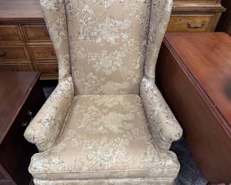One of a Pair of Nicely Upholstered Wingback Chairs