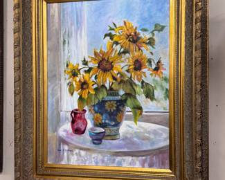 Original Oil on Canvas by Sue Jackson in Ornate Gilt Frame