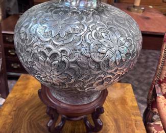 Large Silverplate Urn on Stand