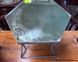 Restoration Hardware Side Table w/ Aged Mirror Top