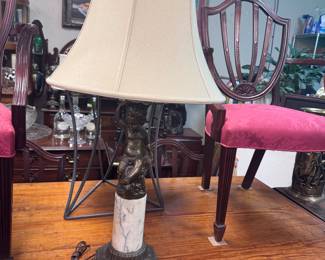 Cherub Lamp w/ Marble Insert
