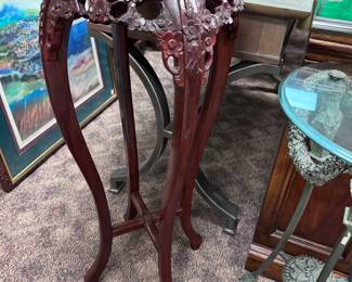 Chinoiserie Plant Stand w/ marble insert