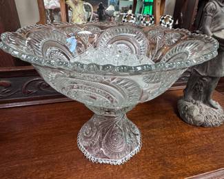 Pressed Glass Punch Bowl Set w/ cups