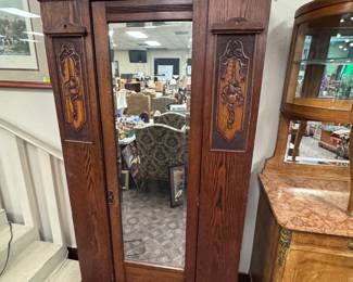 English Oak Armoire w/ mirrored door