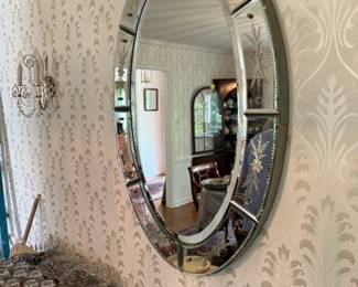 Beautiful Large Oval Venetian Etched Mirror