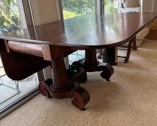Antique American Mahogany Drop Leaf Console/Dining Table