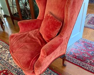 Velvet Upholstered Wing Chair