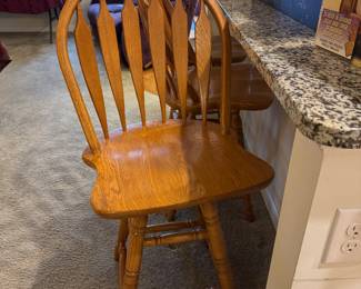 Three oak bar stools