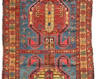 2452
A Caucasian geometric area rug
Mid-20th century
Wool on wool foundation
8' 11" L x 4' 0.5" W
Estimate: $700 - $900