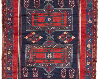 2455
A Caucasian rug
Early 20th century
Wool on wool foundation
8' 1" L x 5' 11" W
Estimate: $300 - $500