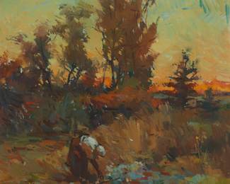 2440
Sergei Bongart
(1918-1985)
Figure in a harvest scene
Oil on canvas
Unsigned
30" H x 32" W
Estimate: $600 - $800