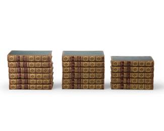 Back to catalog
2076
Lord Byron
(1788-1824)
"The Works of Lord Byron, with his Letters and Journals, and his Life," 1832
Hardcover books in 17 volumes
Moore, Thomas. "The Works of Lord Byron, with his Letters and Journals, and his Life." London: John Murray, 1832
First Edition
Each 8vo volume with engraved frontispiece and title, marbled endpapers, and gilt upper page edges, handsomely later bound in full morocco with gilt-stamped border and spine
17 pieces
Overall: 6.75" H x 4.5" W x 15.5" D
Estimate: $300 - $500