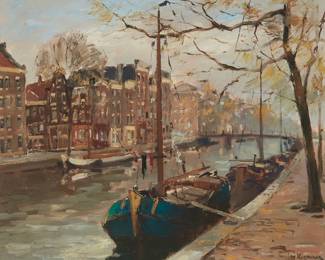2439
Jan Korthals
(1916-1972)
Dutch canal scene
Oil on canvas
Signed lower right: Jan Korthals
19.75" H x 23.75" W
Estimate: $500 - $700
