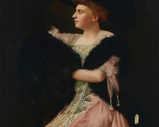2248
Charles Walz
(1845-1911)
Portrait of a lady with a large hat, 1909
Oil on canvas
Signed and dated lower left: Charles Walz / 1909
46" H x 34.25" W
Estimate: $600 - $800