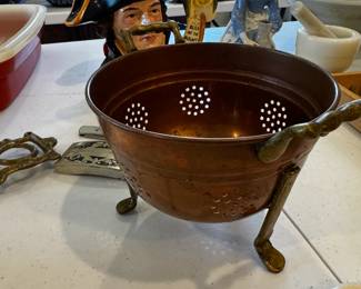 Small Vintage Copper and Brass Strainer