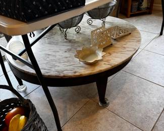 Large, very heavy round Marble Top coffee table 